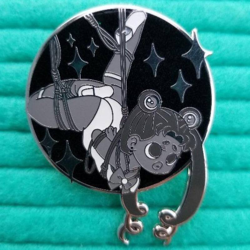 Greyscale Shibari Moon Hard Enamel Pin