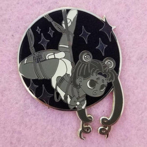 Greyscale Shibari Moon Hard Enamel Pin