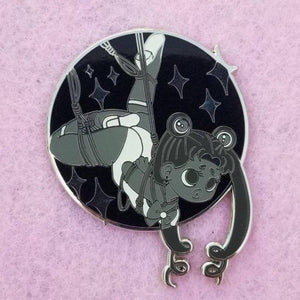 Greyscale Shibari Moon Hard Enamel Pin