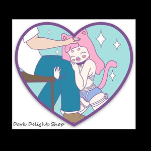 Neko girl and Master 4" x 3.53" Vinyl Sticker