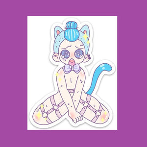 Pastel Ahego Neko Boi 3.12" x 4" Vinyl Sticker