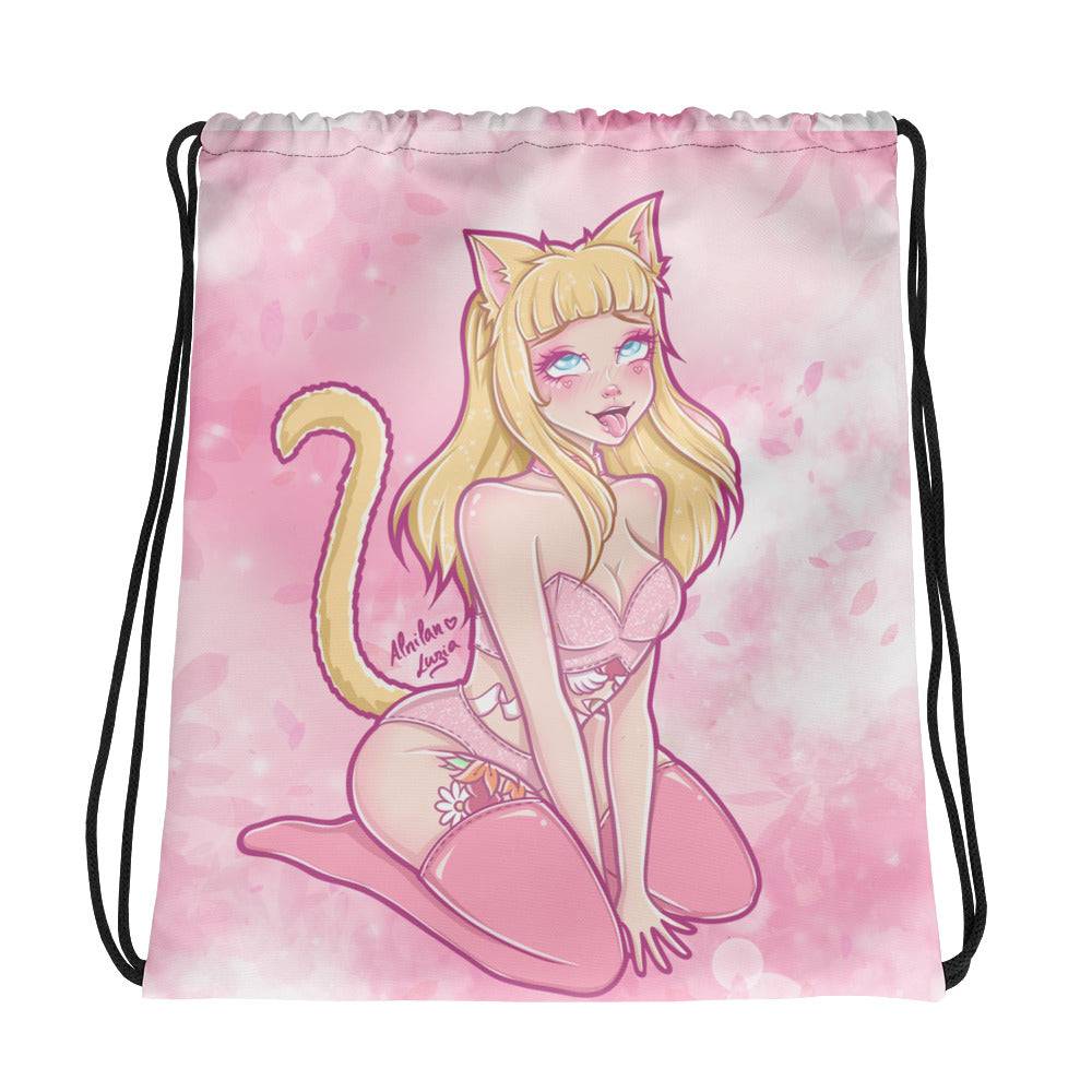 Miss Myzaree with Background Drawstring bag