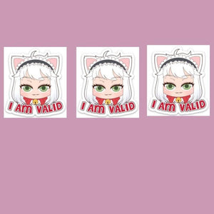 I am Valid Kawaii Neko Chibi 2.64" x 3" Vinyl Sticker